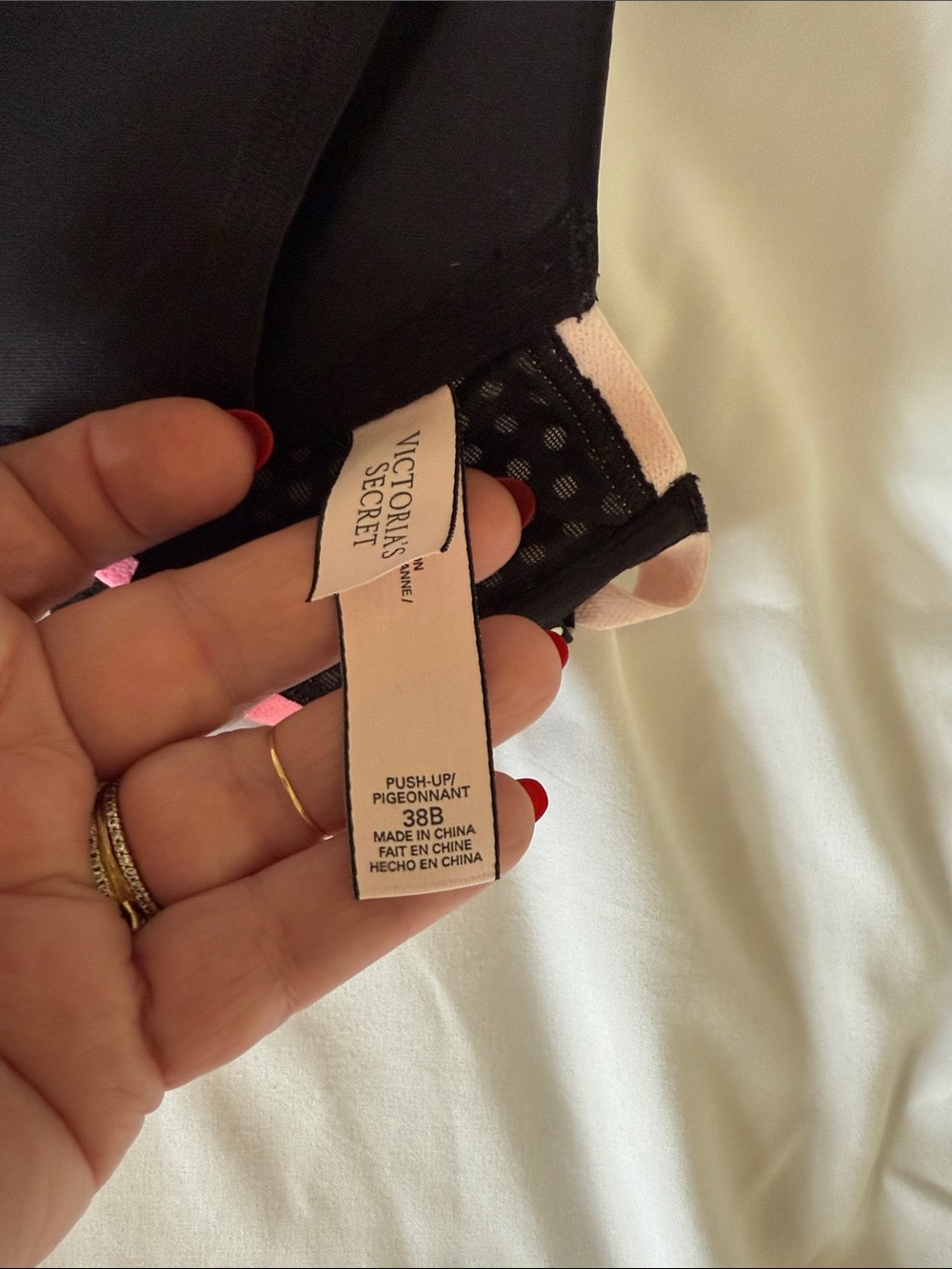Victoria's Secret Black Bra with Pink Trim and Polka Dot Band - Picture 4 of 4